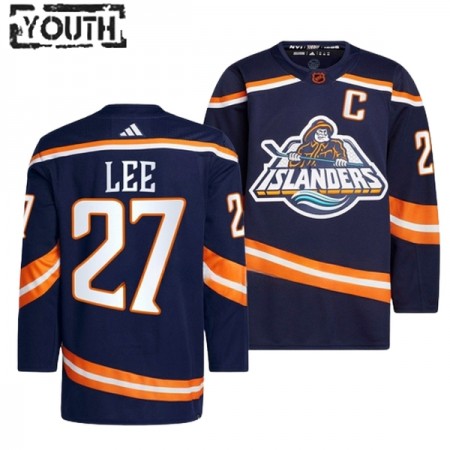 Børn NHL New York Islanders Trøje Anders Lee 27 Adidas 2022-23 Navy Reverse Retro 2.0 Authentic